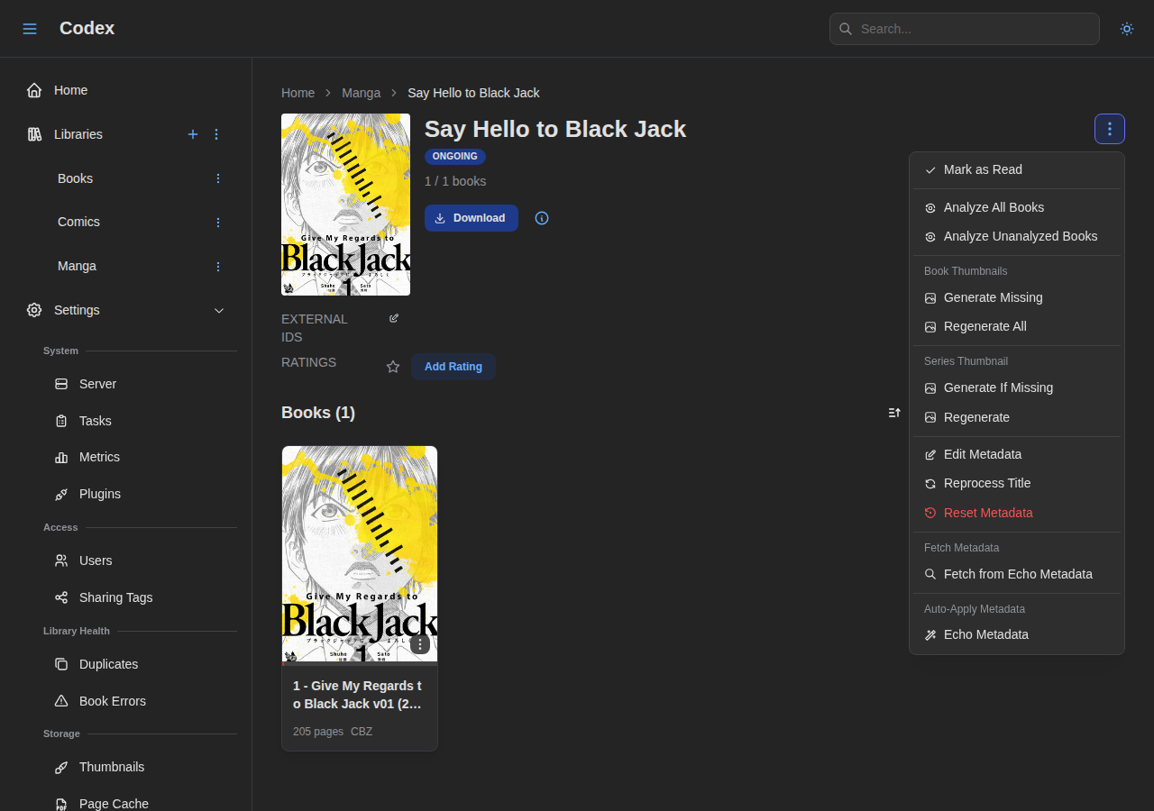 Series Detail - Plugin Dropdown